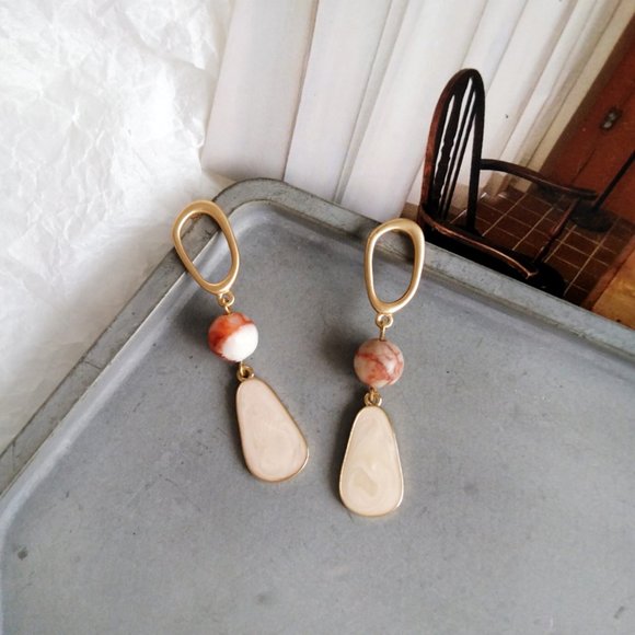 S925 NATURAL STONE EARRINGS - Picture 9 of 11